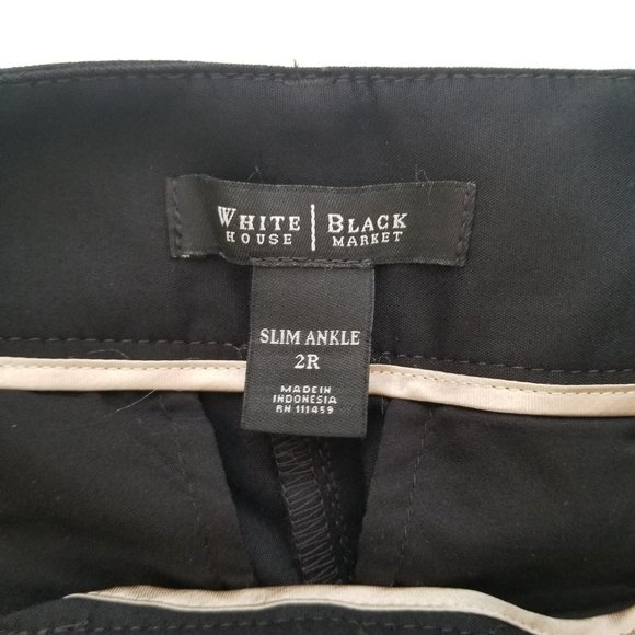 WHBM Black Comfort Stretch Slim Ankle Pant Size 2R - Picture 10 of 12